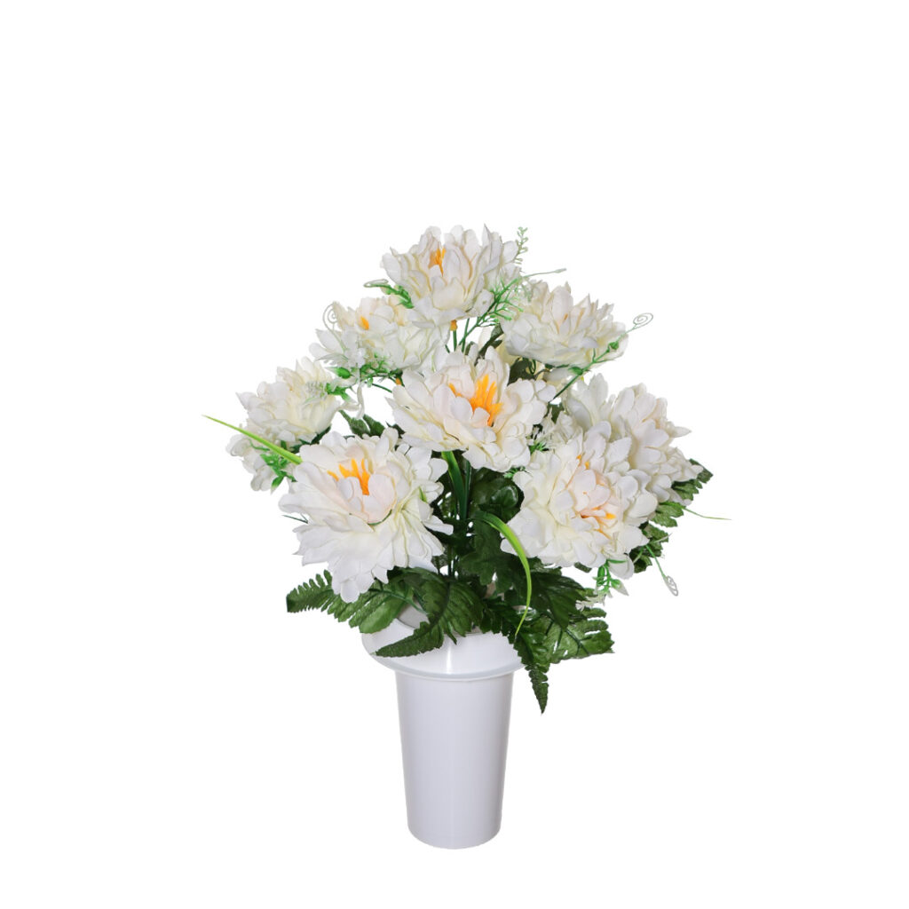 Πλαστικά λουλούδια για μνήματα με άσπρη παιώνια