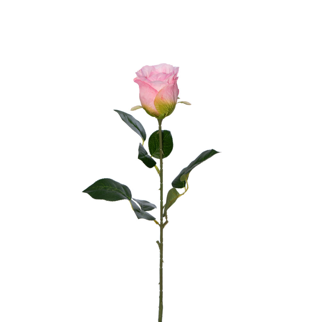 Διακοσμητικό κλαδί για βάζο από ροζ μπουμπούκι Τριαντάφυλλο και φύλλα