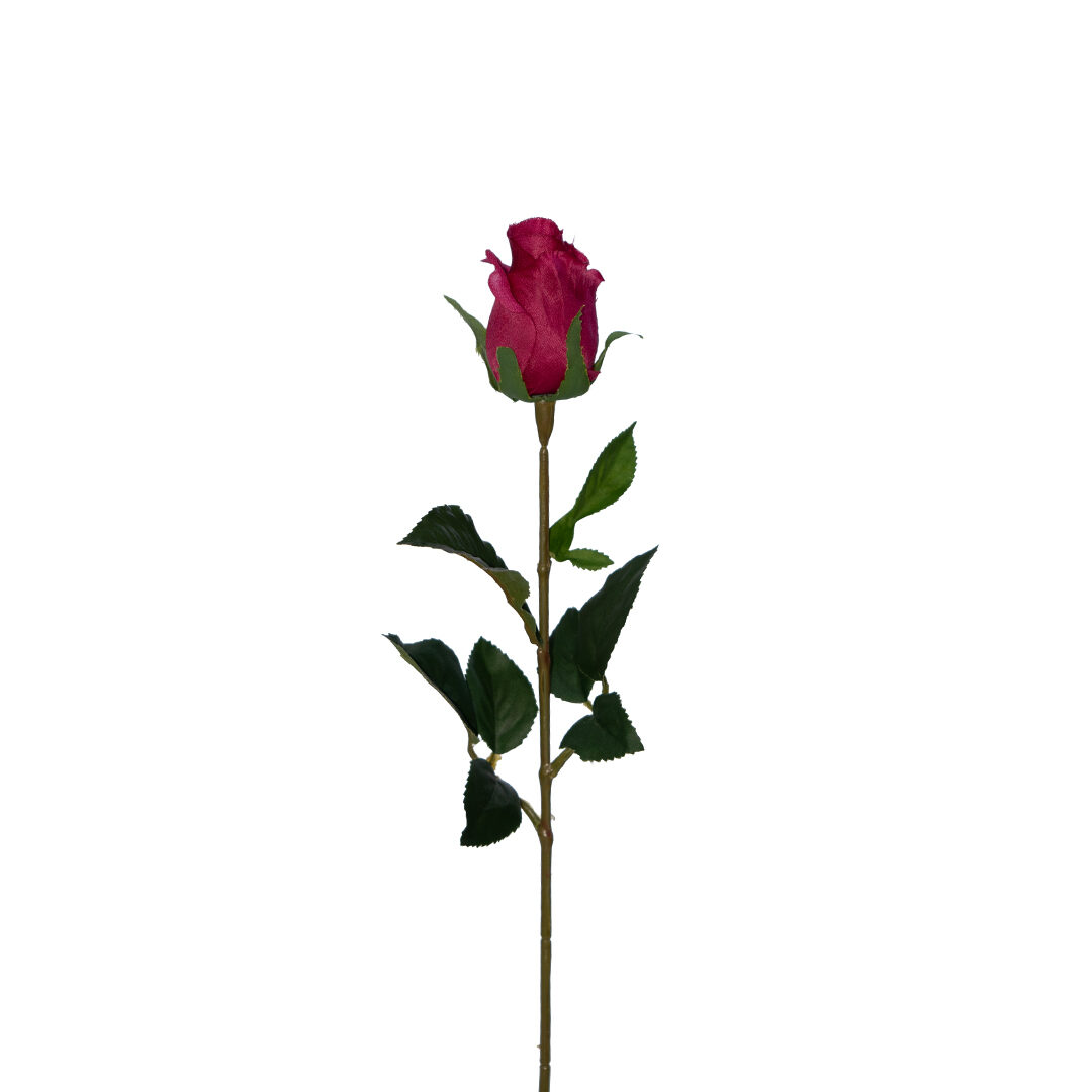 Διακοσμητικό κλαδί από μπορντό μπουμπούκι Τριαντάφυλλο και φύλλα