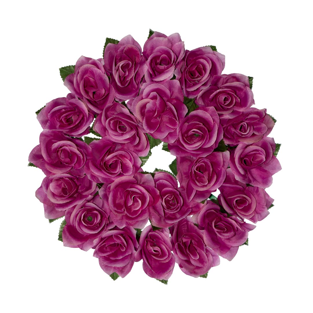 Στεφάνι για μνήμα με μωβ Τριαντάφυλλο σε πλαστική βάση