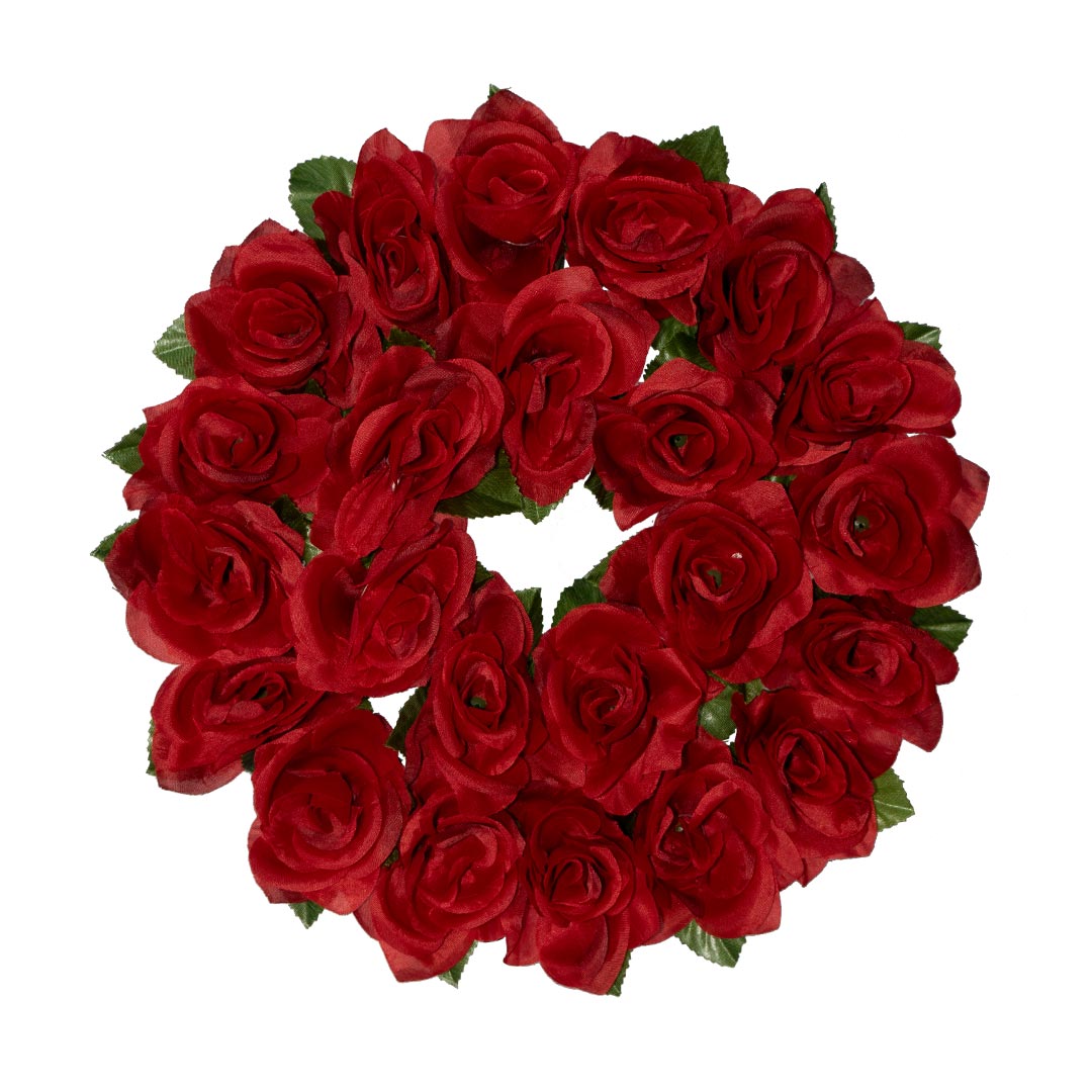 Στεφάνι για μνήμα με κόκκινο Τριαντάφυλλο σε πλαστική βάση